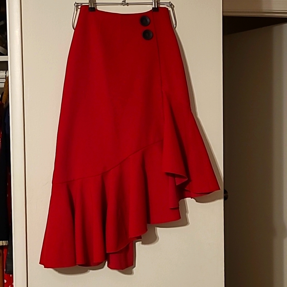 Red assymetrical skirt INA